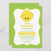 かわいい小さな甘いレモン赤ちゃんシャワー 招待状 (正面/裏面)
