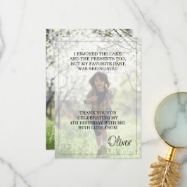 かわいい小さな男の子の写真の誕生日サンキューカード サンキューカード