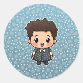 かわいい小さな男の子シール ラウンドシール (正面)