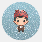 かわいい小さな男の子シール ラウンドシール (正面)