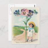 かわいい小さな男の子パンジー ポストカード (正面/裏面)