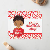 かわいい小さな男の子ホールディングセントバレンタインハートカード ノートカード (正面/裏面インサイチュ)