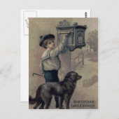 かわいい小さな男の子犬の郵便受け ポストカード (正面/裏面)