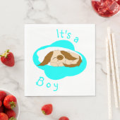 かわいい小さな男の子眠い子犬の赤ちゃんシャワー スタンダードランチョンナプキン (インサイチュ)