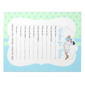 かわいい小さな男の赤ちゃんでコウノトリ – Wishes ノートパッド (正面)