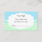 かわいい小さな男の赤ちゃんブックラッフルのコウノトリ エンクロージャーカード (裏面)