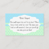 かわいい小さな男の赤ちゃんブックリクエストでコウノトリ エンクロージャーカード (裏面)