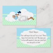 かわいい小さな男の赤ちゃんブックリクエストでコウノトリ エンクロージャーカード (正面/裏面)