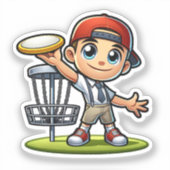かわいい小さな男の遊子のディスクゴルフ シール (正面)