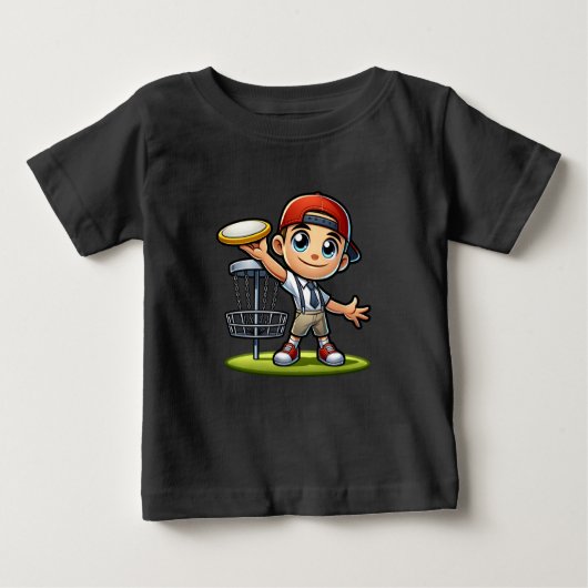 かわいい小さな男の遊子のディスクゴルフ ベビーTシャツ (正面)