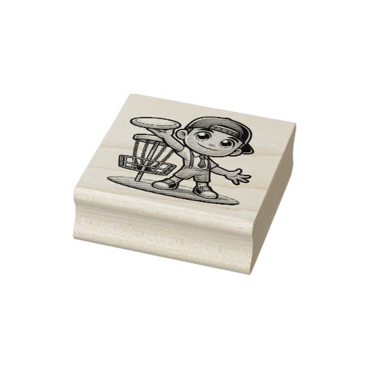 かわいい小さな男の遊子のディスクゴルフ ラバースタンプ (スタンプ)