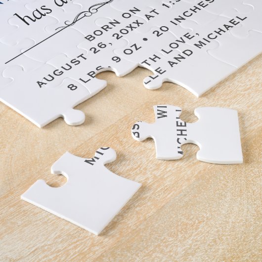 かわいい小さな男|少年の写真誕生の発表 ジグソーパズル (側面)