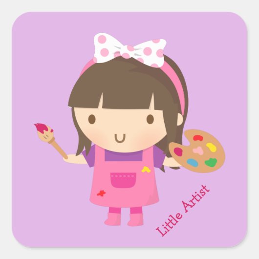 かわいい小さな画家の女の子|過去記事 スクエアシール (正面)