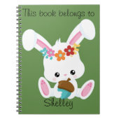 かわいい小さな白いバニーパーソナライズされた ノートブック (正面)