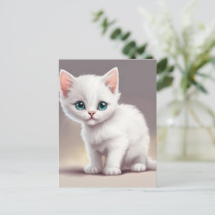 かわいい小さな白い子猫 ポストカード
