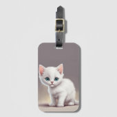 かわいい小さな白い子猫 ラゲッジタグ (正面縦)