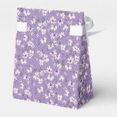かわいい小さな白と紫の花を青い背景に フェイバーボックス (裏面サイド)