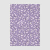 かわいい小さな白と紫の花を青い背景に 薄葉紙 (正面)