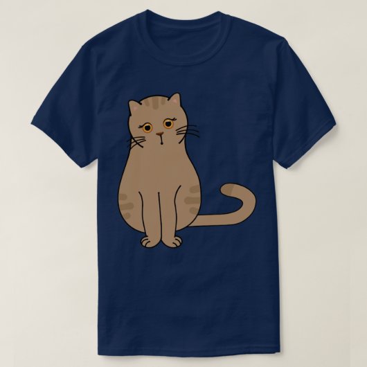 かわいい小さな眉毛の猫 Tシャツ (デザイン正面)