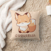 かわいい小さな笑顔のキツネの名前オーダーメイド クッション (ブランケット)