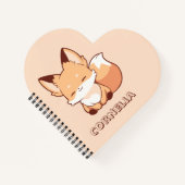 かわいい小さな笑顔のキツネの名前オーダーメイド ノートブック (正面)