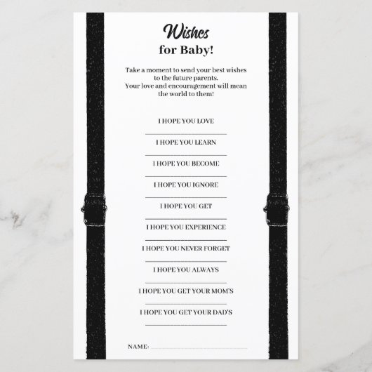 かわいい小さな紳士ベビーシャワーおもしろいアドバイスカード (裏面)