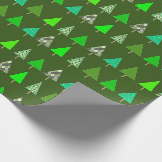 かわいい小さな緑のクリスマスツリーのパーティーラップP ラッピングペーパー (角)