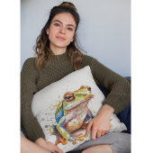 かわいい小さな緑の木のカエル水色 クッション