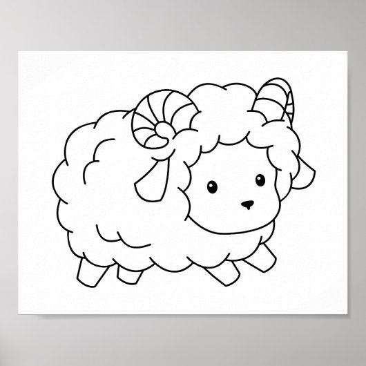 かわいい小さな羊のラムカラーリングページ ポスター (正面)