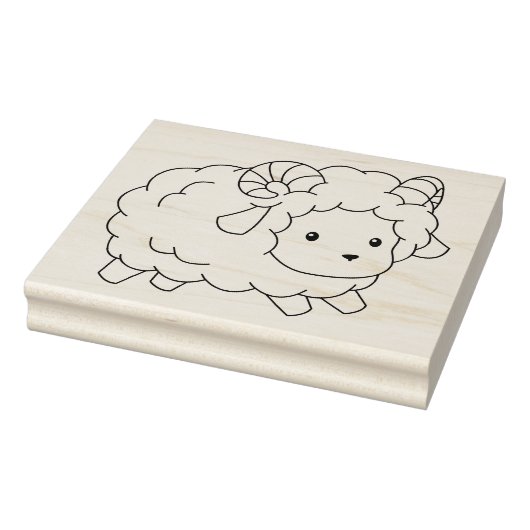 かわいい小さな羊のラムカラーリングページ ラバースタンプ (スタンプ)