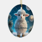 かわいい小さな羊の子羊の宗教的なクリスマス セラミックオーナメント (右)
