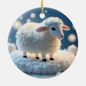 かわいい小さな羊の子羊の宗教的なクリスマス セラミックオーナメント (裏面)