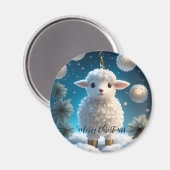 かわいい小さな羊の子羊の宗教的なクリスマス マグネット (正面/裏面)