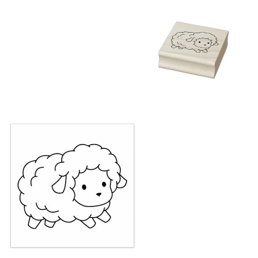かわいい小さな羊の子羊の色私 ラバースタンプ (押印)