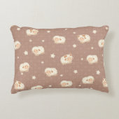 かわいい小さな羊の模様（茶色） アクセントクッション (正面)