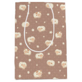 かわいい小さな羊の模様（茶色） ミディアムペーパーバッグ (正面)