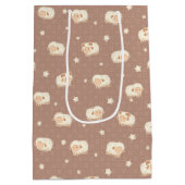 かわいい小さな羊の模様（茶色） ミディアムペーパーバッグ (裏面)