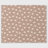 かわいい小さな羊の模様（茶色） ラッピングペーパー (フラット)