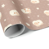かわいい小さな羊の模様（茶色） ラッピングペーパー (ロールコーナー)