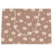 かわいい小さな羊の模様（茶色） ラージペーパーバッグ (正面)