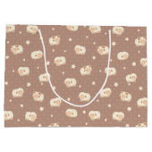 かわいい小さな羊の模様（茶色） ラージペーパーバッグ (裏面)