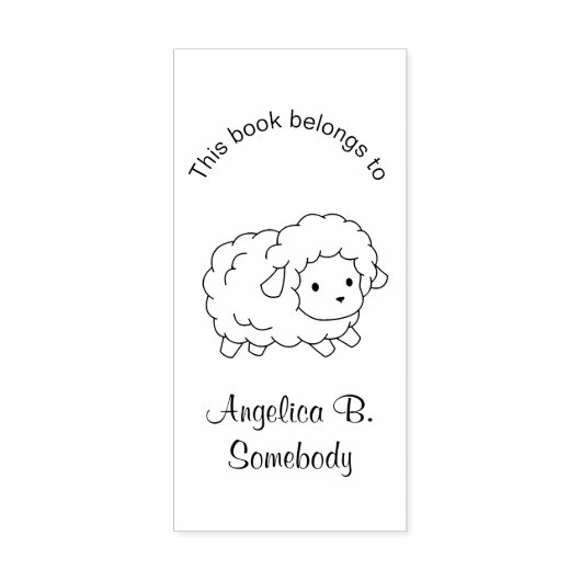 かわいい小さな羊エウカラーミー蔵書票 ラバースタンプ (インプリント)