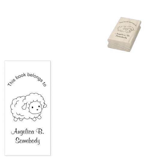 かわいい小さな羊エウカラーミー蔵書票 ラバースタンプ (押印)