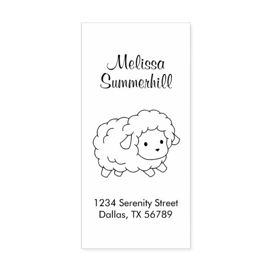 かわいい小さな羊Eweカラーマイアドレス ラバースタンプ (インプリント)