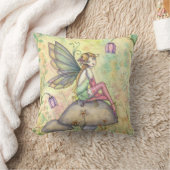 かわいい小さな花の妖精の女の子の枕 クッション (ブランケット)