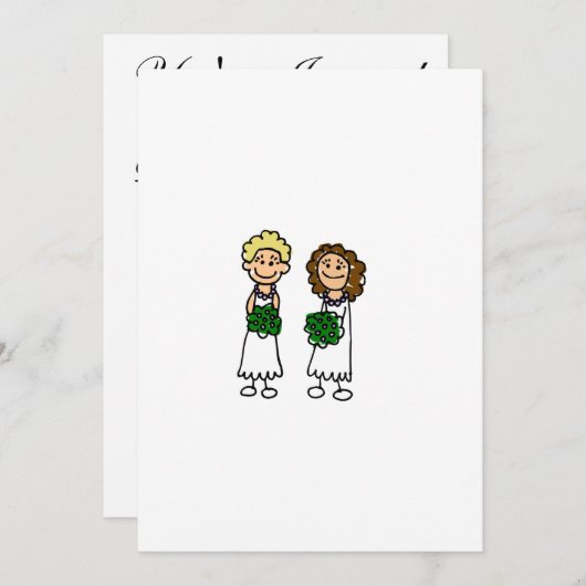 かわいい小さな花嫁レズビアン 招待状 (正面/裏面)