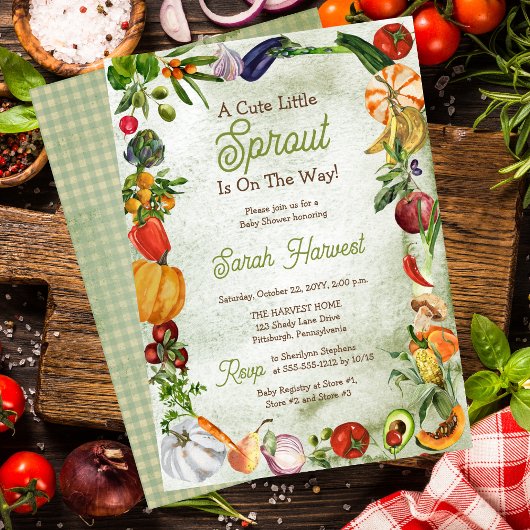 かわいい小さな芽が赤ちゃんシャワーの途中にある 招待状