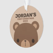 かわいい小さな茶色のクマパーソナライズされた名セラ オーナメント (正面)
