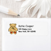 かわいい小さな茶色のテディベアスタッフィー ラベル (インサイチュ)