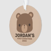かわいい小さな茶色の熊の名前パーソナライズされた付き オーナメント (正面)